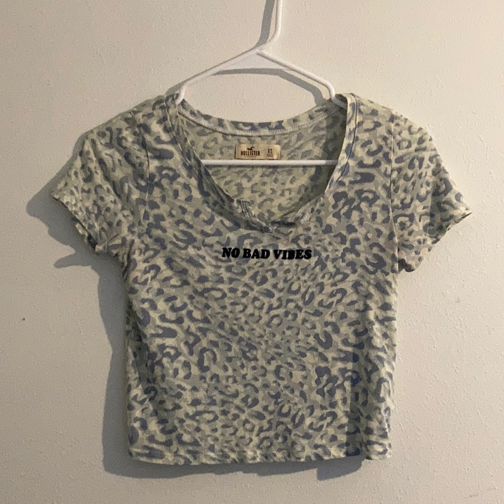 Hollister Blue Cheetah Crop Top
